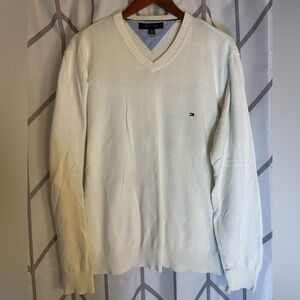 Tommy Hilfiger Men's Off-white V-Neck Sweater